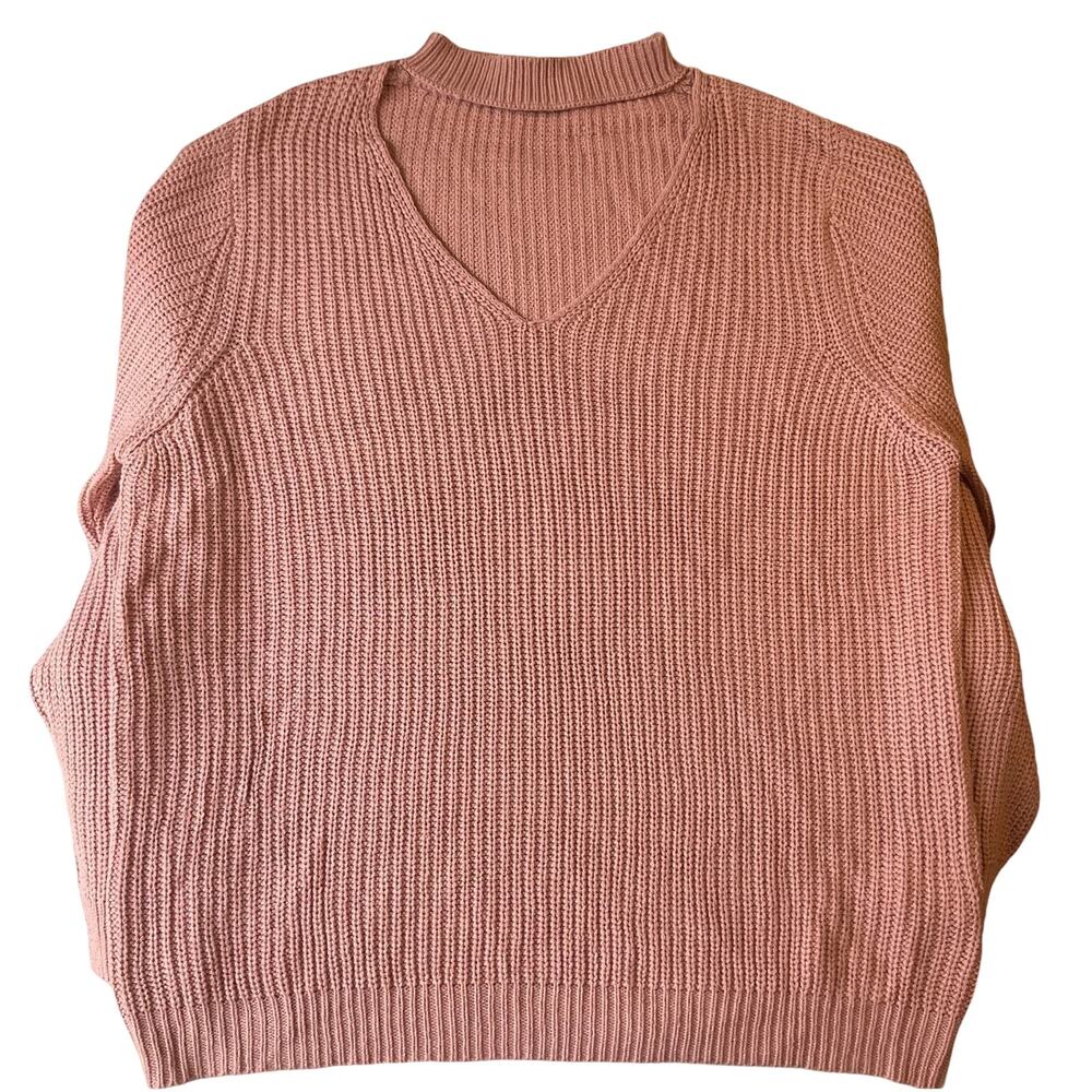 Forever 21+ Women Sweater 3X Pink Long Sleeve Pullover Plus Cut Out